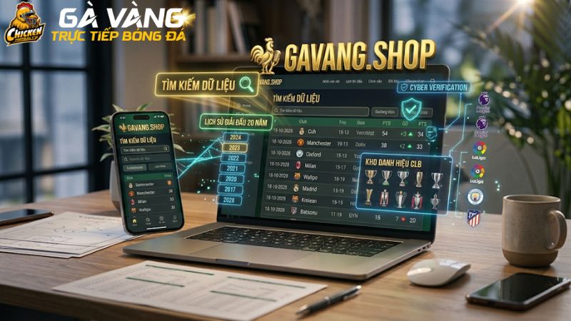 Giao diện kho dữ liệu bóng đá Gavang thuần Việt trực quan